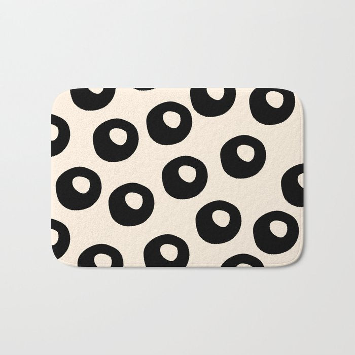 Black and Almond Cream Quark Dots Contemporary Modern Pattern Bath Mat Gallery Image 1