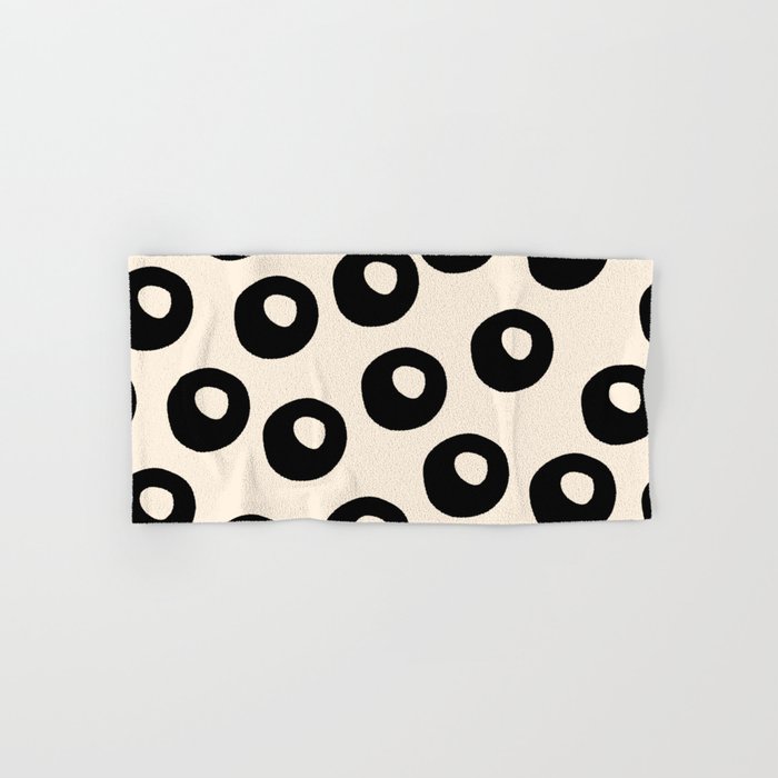 Black and Almond Cream Quark Dots Contemporary Modern Pattern Bath Towel Gallery Image 1