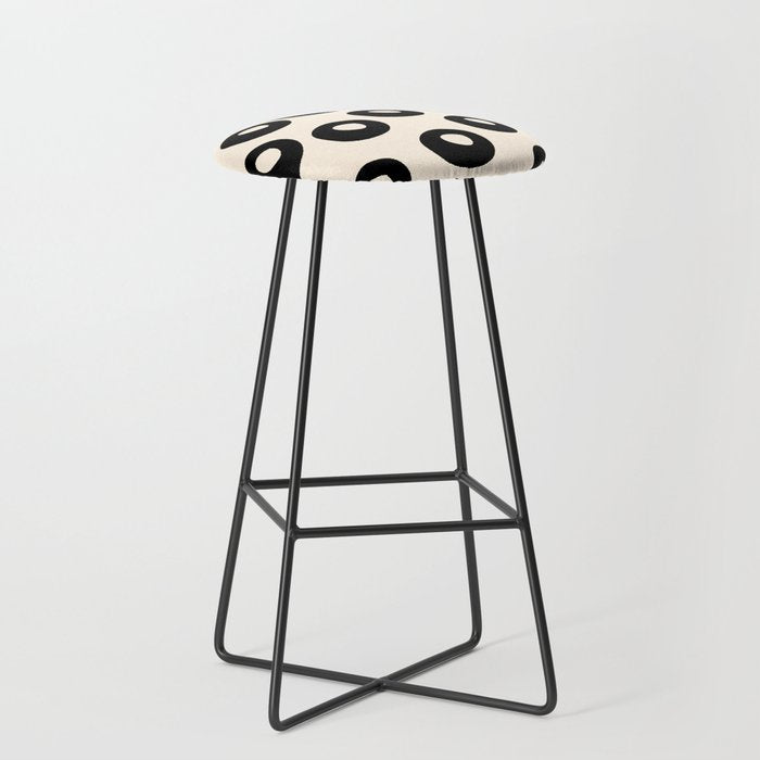Black and Almond Cream Quark Dots Contemporary Modern Pattern Stool Gallery Image 1