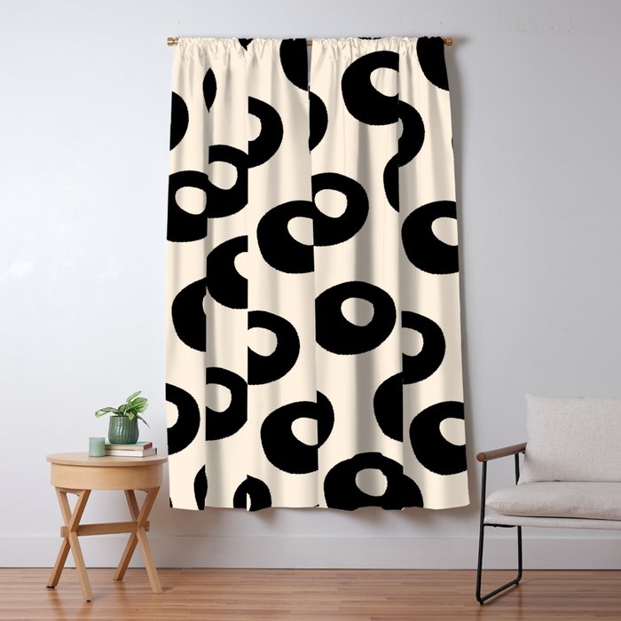 Black and Almond Cream Quark Dots Contemporary Modern Pattern Window Curtain Gallery Image 5
