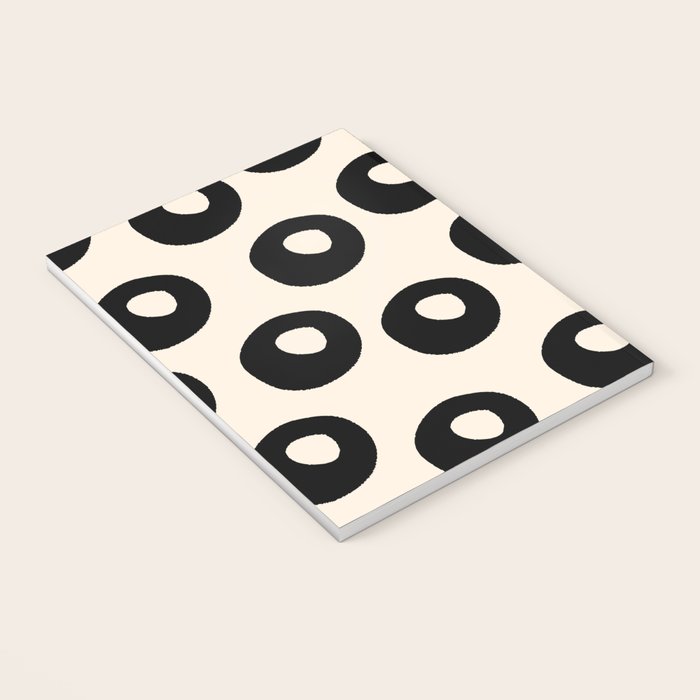 Black and Almond Cream Quark Dots Contemporary Modern Pattern Notebook Gallery Image 3