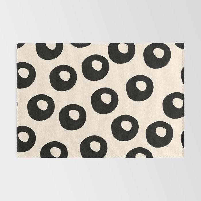Black and Almond Cream Quark Dots Contemporary Modern Pattern Rug Gallery Image 2