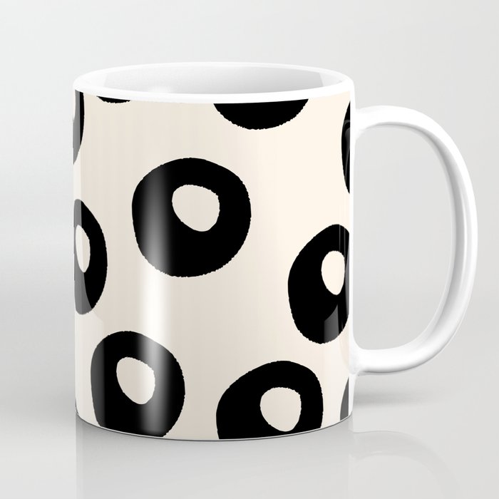 Black and Almond Cream Quark Dots Contemporary Modern Pattern Coffee Mug Gallery Image 1
