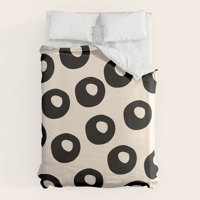 Black and Almond Cream Quark Dots Contemporary Modern Pattern Duvet Cover Gallery Image 6