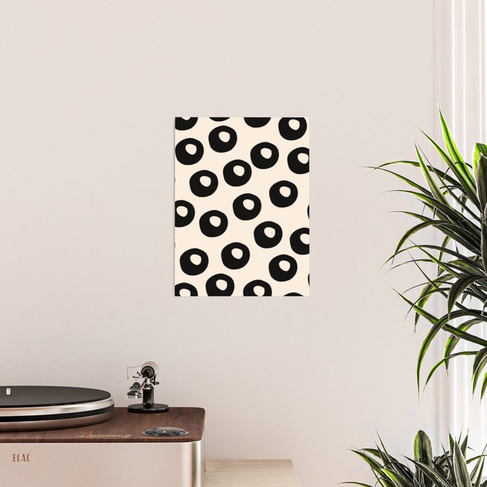 Black and Almond Cream Quark Dots Contemporary Modern Pattern Poster Gallery Image 2
