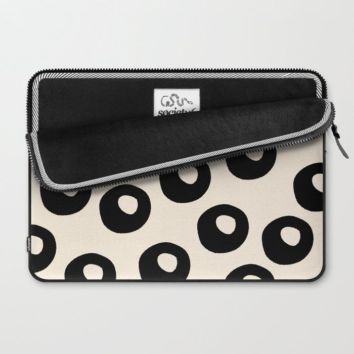 Black and Almond Cream Quark Dots Contemporary Modern Pattern Laptop Sleeve Gallery Image 2