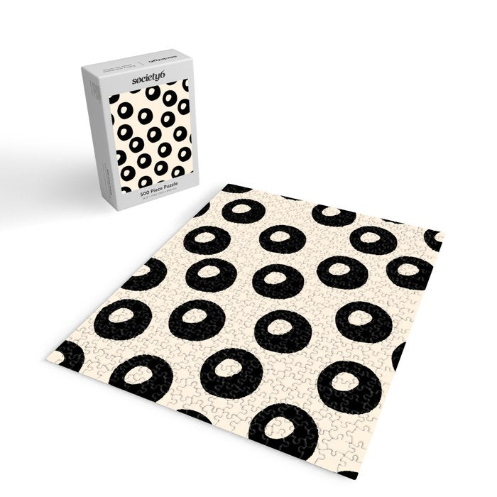Black and Almond Cream Quark Dots Contemporary Modern Pattern Jigsaw Puzzle Gallery Image 2