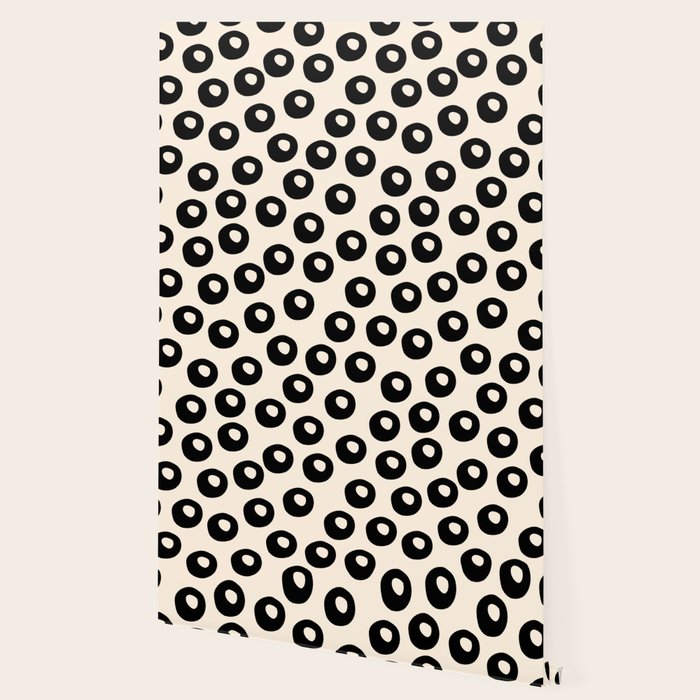 Black and Almond Cream Quark Dots Contemporary Modern Pattern Wallpaper Gallery Image 2