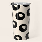Black and Almond Cream Quark Dots Contemporary Modern Pattern Travel Mug Gallery Image 3