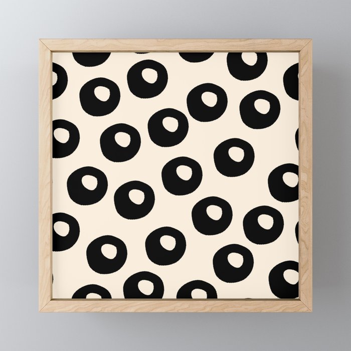 Black and Almond Cream Quark Dots Contemporary Modern Pattern Mini Art Print Gallery Image 1
