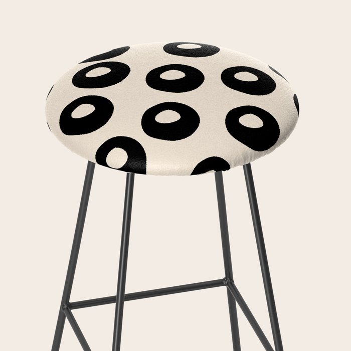 Black and Almond Cream Quark Dots Contemporary Modern Pattern Stool Gallery Image 2
