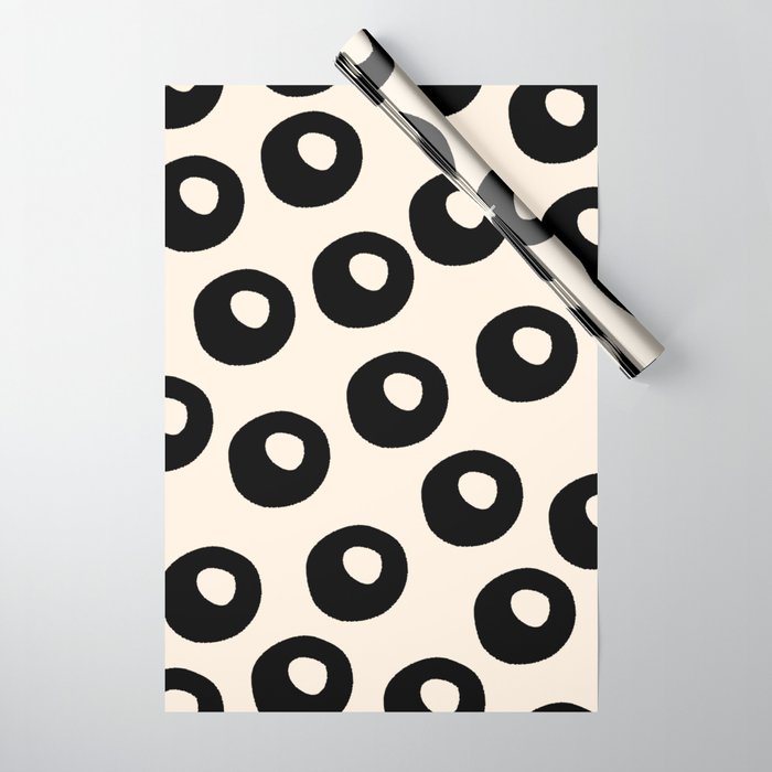 Black and Almond Cream Quark Dots Contemporary Modern Pattern Wrapping Paper Gallery Image 1