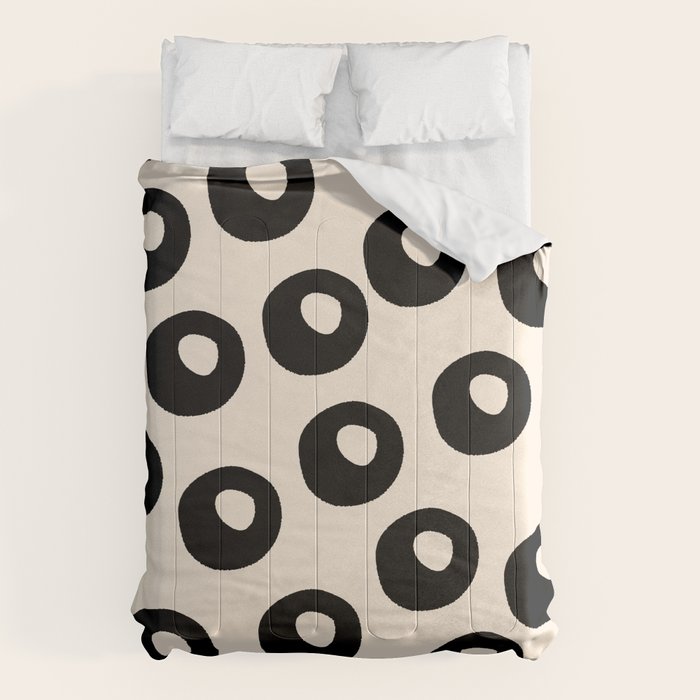 Black and Almond Cream Quark Dots Contemporary Modern Pattern Comforter Gallery Image 1