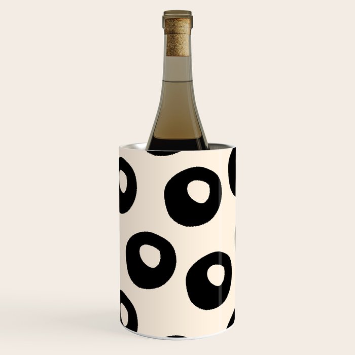 Black and Almond Cream Quark Dots Contemporary Modern Pattern Wine Chiller Gallery Image 2