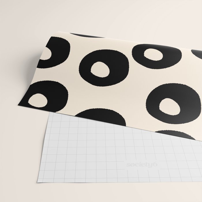 Black and Almond Cream Quark Dots Contemporary Modern Pattern Wrapping Paper Gallery Image 2