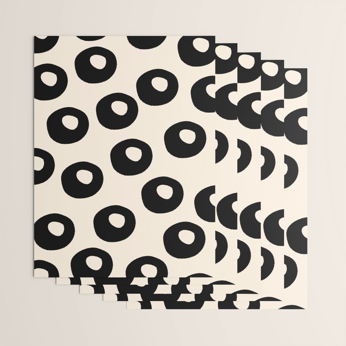 Black and Almond Cream Quark Dots Contemporary Modern Pattern Wrapping Paper Gallery Image 3