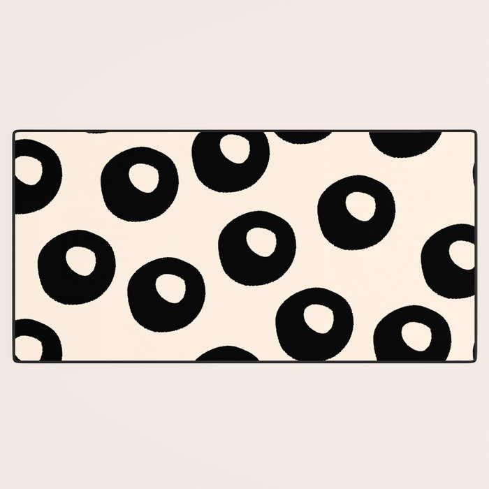 Black and Almond Cream Quark Dots Contemporary Modern Pattern Desk Mat Gallery Image 3