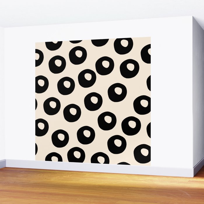 Black and Almond Cream Quark Dots Contemporary Modern Pattern Wall Mural Gallery Image 2