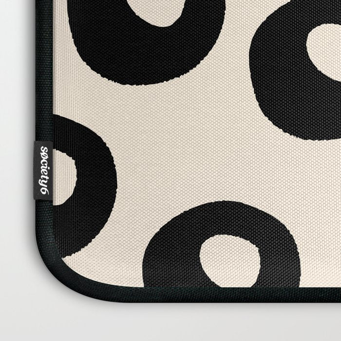 Black and Almond Cream Quark Dots Contemporary Modern Pattern Laptop Sleeve Gallery Image 3