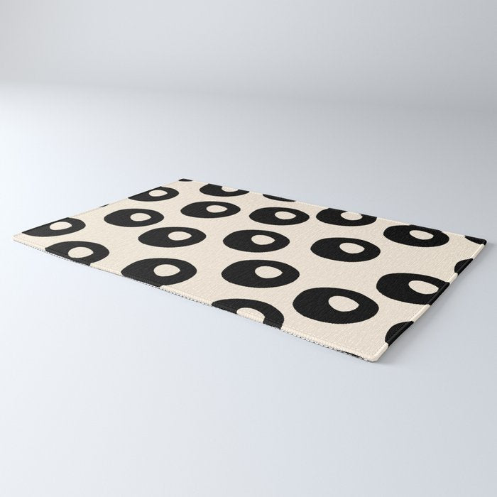 Black and Almond Cream Quark Dots Contemporary Modern Pattern Rug Gallery Image 3
