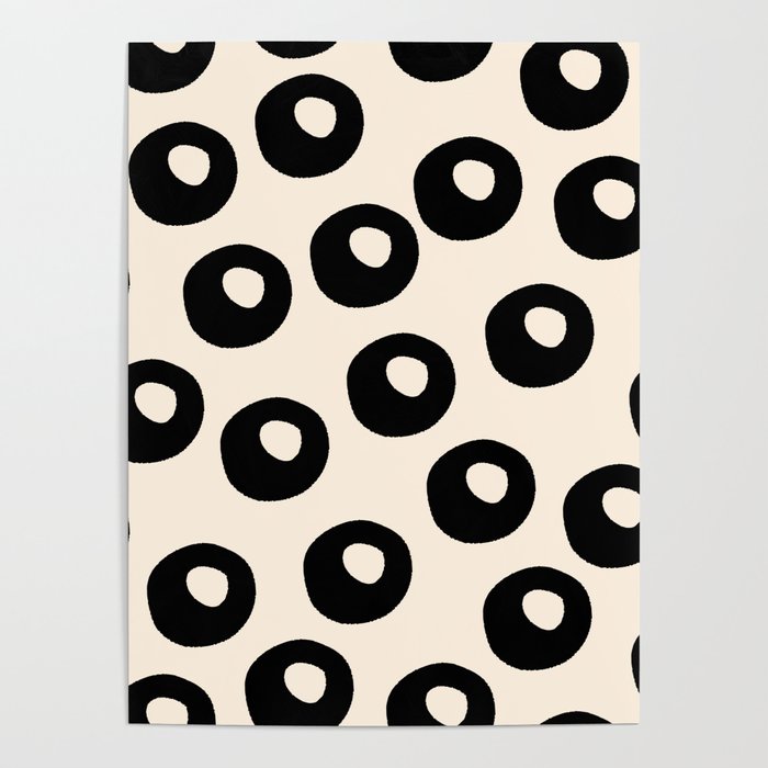 Black and Almond Cream Quark Dots Contemporary Modern Pattern Poster Gallery Image 1