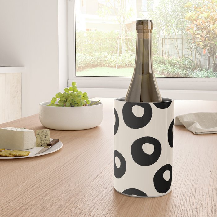 Black and Almond Cream Quark Dots Contemporary Modern Pattern Wine Chiller Gallery Image 4