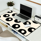 Black and Almond Cream Quark Dots Contemporary Modern Pattern Desk Mat Gallery Image 2
