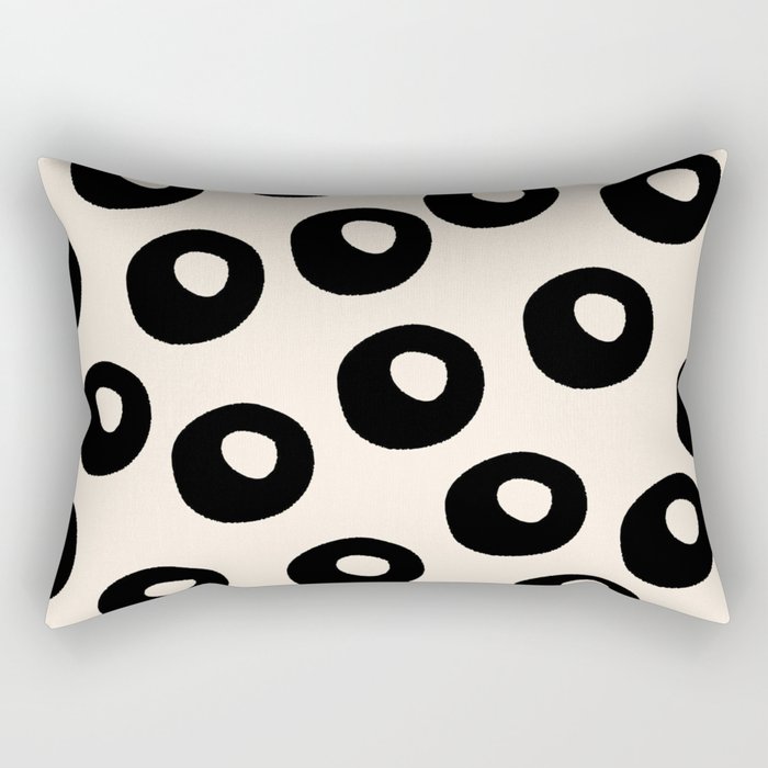 Black and Almond Cream Quark Dots Contemporary Modern Pattern Rectangular Pillow Gallery Image 1