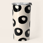 Black and Almond Cream Quark Dots Contemporary Modern Pattern Travel Mug Gallery Image 2