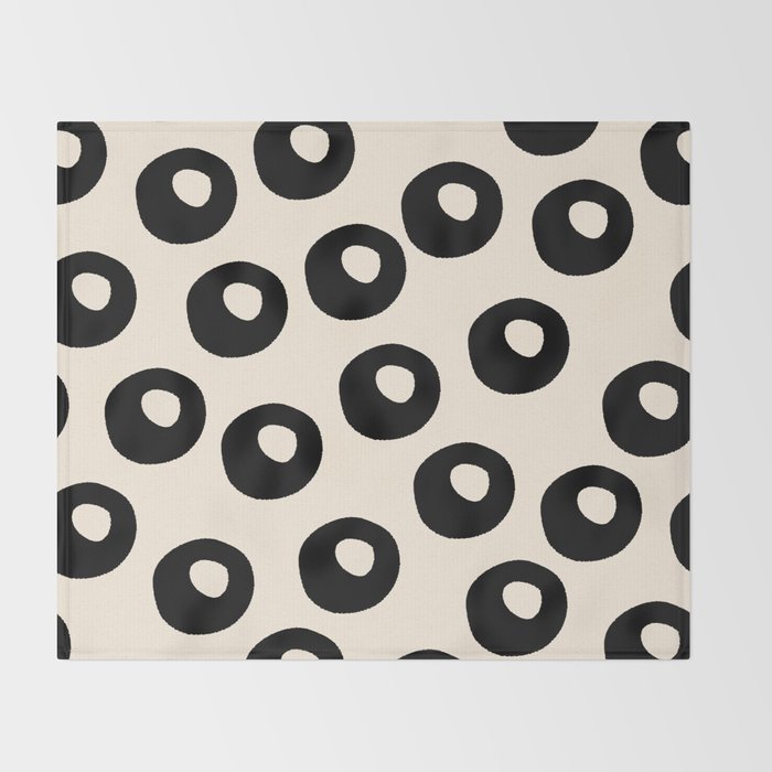 Black and Almond Cream Quark Dots Contemporary Modern Pattern Throw Blanket Gallery Image 2