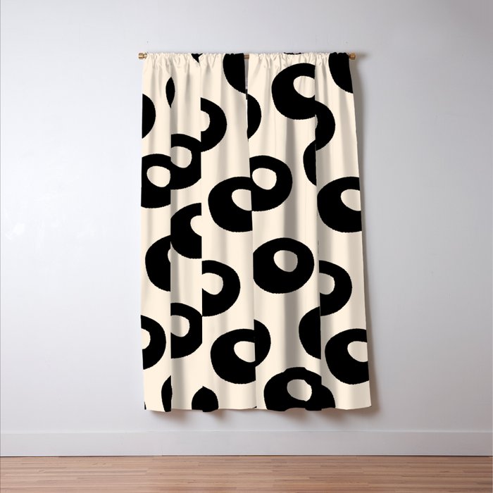Black and Almond Cream Quark Dots Contemporary Modern Pattern Window Curtain Gallery Image 3