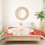 Red Pink Peony Vintage Japanese Floral Kimono Pattern Duvet Cover Gallery Image 3