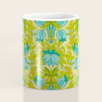 Turquoise and Green Leaves 1960s Retro Vintage Pattern Coffee Mug Gallery Image 4
