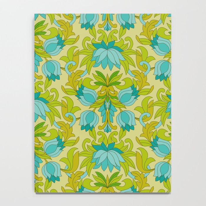 Turquoise and Green Leaves 1960s Retro Vintage Pattern Notebook Gallery Image 4