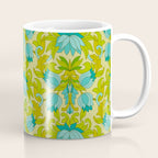 Turquoise and Green Leaves 1960s Retro Vintage Pattern Coffee Mug Gallery Image 1