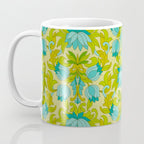 Turquoise and Green Leaves 1960s Retro Vintage Pattern Coffee Mug Gallery Image 3