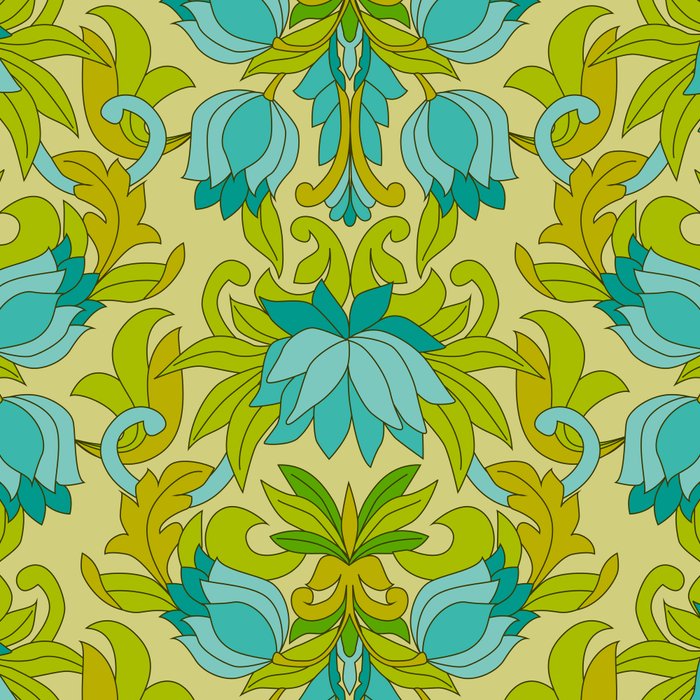 Turquoise and Green Leaves 1960s Retro Vintage Pattern Coffee Mug Gallery Image 2