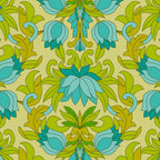Turquoise and Green Leaves 1960s Retro Vintage Pattern Coffee Mug Gallery Image 2