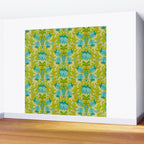 Turquoise and Green Leaves 1960s Retro Vintage Pattern Wall Mural Gallery Image 2
