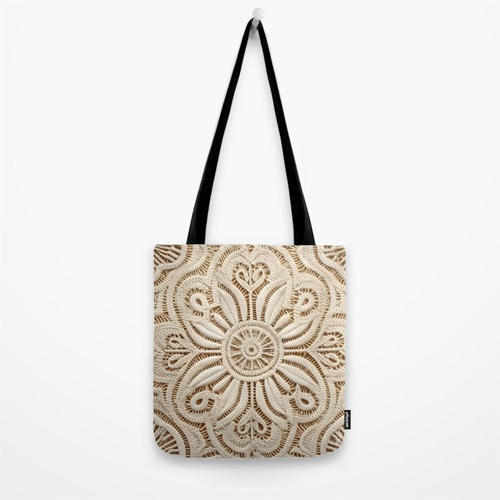 Boho Chic Macrame Mandala Tote Bag Gallery Image 2