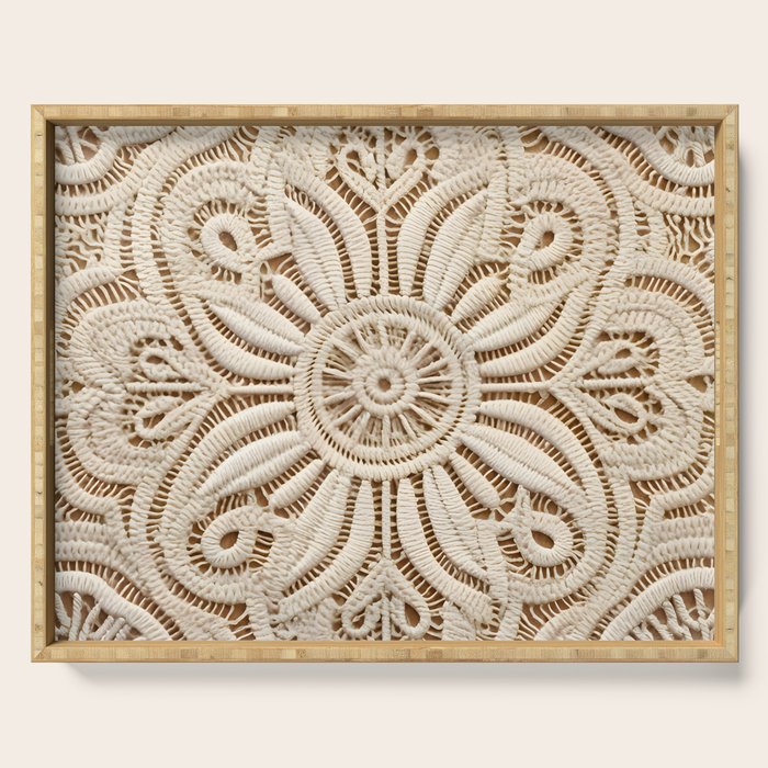 Boho Chic Macrame Mandala Serving Tray Gallery Image 1