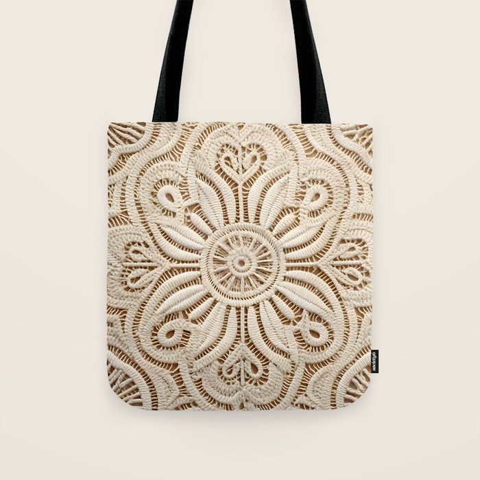 Boho Chic Macrame Mandala Tote Bag Gallery Image 1