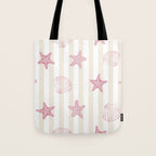 Blush Pink Seashell & Starfish on Beige and White  Tote Bag Gallery Image 1
