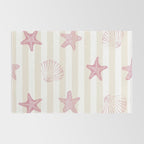 Blush Pink Seashell & Starfish on Beige and White  Rug Gallery Image 2