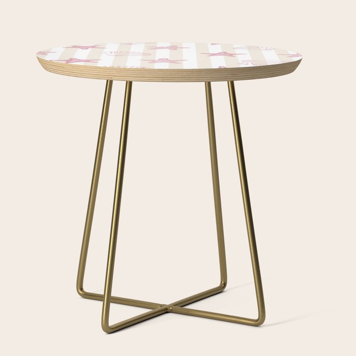 Blush Pink Seashell & Starfish on Beige and White  Side Table Gallery Image 1