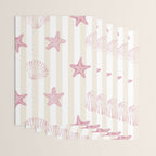 Blush Pink Seashell & Starfish on Beige and White  Wrapping Paper Gallery Image 3