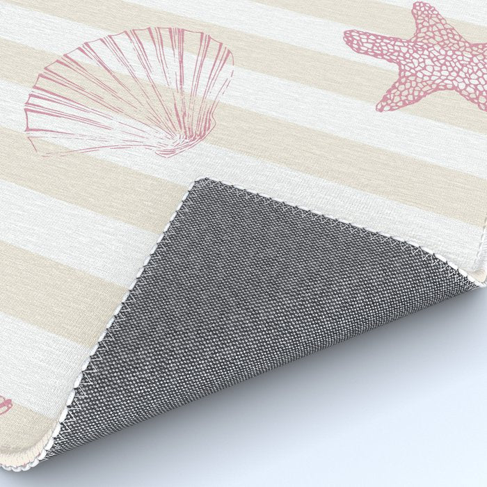 Blush Pink Seashell & Starfish on Beige and White  Rug Gallery Image 4