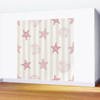 Blush Pink Seashell & Starfish on Beige and White  Wall Mural Gallery Image 2