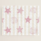 Blush Pink Seashell & Starfish on Beige and White  Jigsaw Puzzle Gallery Image 1
