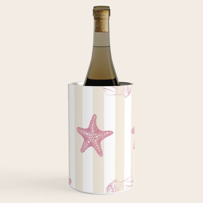 Blush Pink Seashell & Starfish on Beige and White  Wine Chiller Gallery Image 3